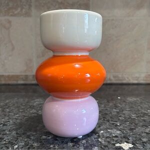Que Rico Ceramic Bubble Vase Stacked Orb White Orange Lavender Pink Colorblock